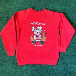 1980s Christmas Merry ChrisMouse Santa Crewneck Sweater Womens L